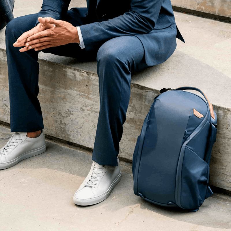 Man in Velocity Suit with Peak Design Bag