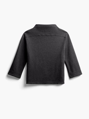women's black tweed hybrid mock neck sweater flat shot of back