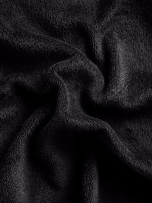 men's black tweed hybrid 1/4 zip pullover close up of velour interior