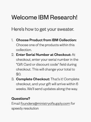 IBM Instructions to Redeem Sweater