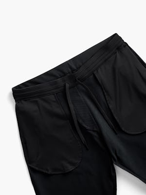 men's black kinetic jogger close up of inside showing pocket bags and internal waistband