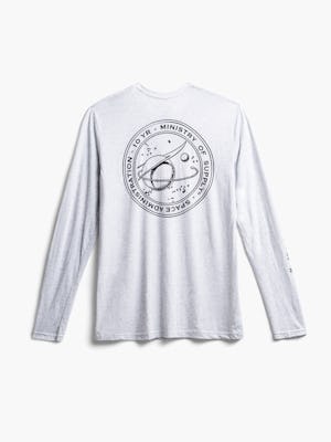 unisex white heather science for better long sleeve tee flat shot of back