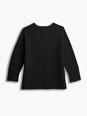 Women's black 3D Print-Knit Slouchy Sweater flat shot of back