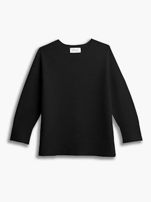 Women's black 3D Print-Knit Slouchy Sweater flat shot of front