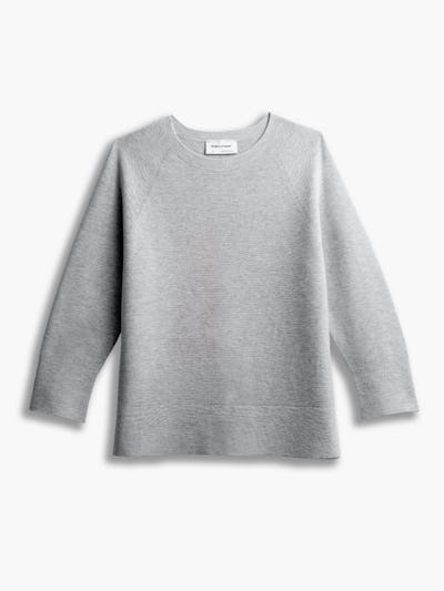 women's light grey 3d print knit slouchy sweater flat shot of front