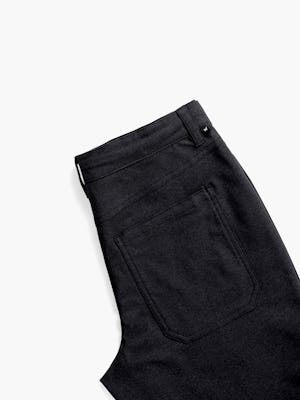 men's black heather kinetic twill 5-pocket pant zoomed shot of back folded