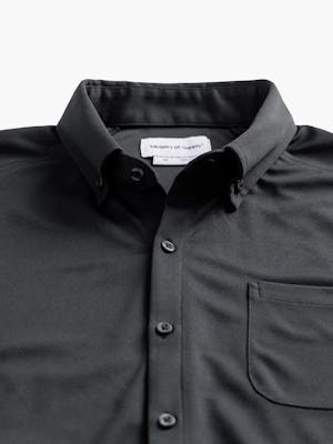 men's black apollo raglan sport shirt zoomed shot of button down collar