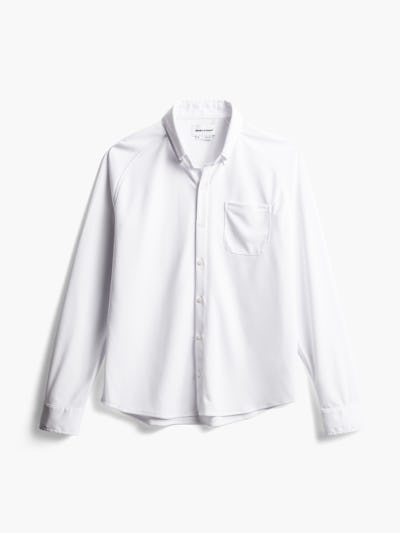 men's white apollo raglan sport shirt flat shot of front