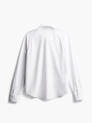 men's white apollo raglan sport shirt flat shot of back