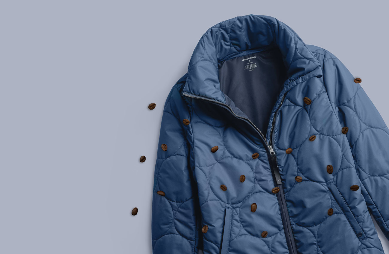 women's aurora insulated jacket and coffee beans