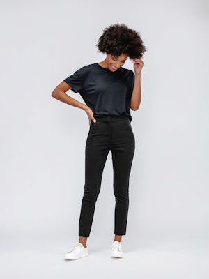 Women's Black Velocity Tapered Pant on model