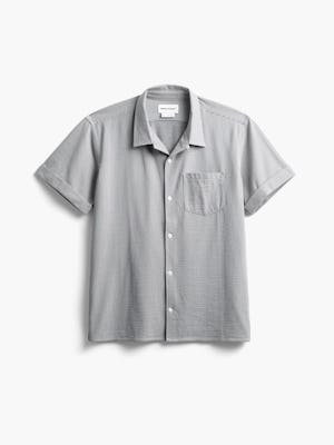 Men's Grey Tonal Stripe Hybrid Seersucker Short Sleeve Shirt flat shot of front