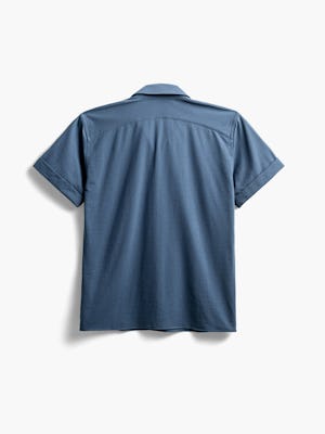 men's space blue hybrid seersucker short sleeve shirt flat shot of back