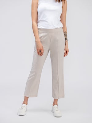 Women's Oatmeal Velocity Pull-On Pant and White Luxe Touch Tank on model