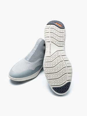 women's eco grey rockport r+m slip on shoes with one upside down on the other