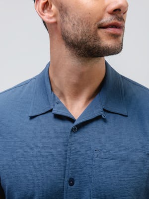 Space Blue Men's Hybrid Seersucker Short Sleeve Shirt