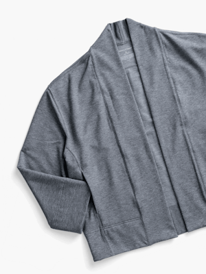 classic grey heather fusion terry cardigan gif of inner and outer pockets