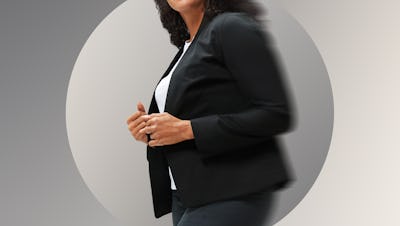 ar fabric woman wearing kinetic blazer