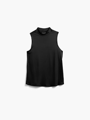 womens luxe touch mock neck tank black front full flat