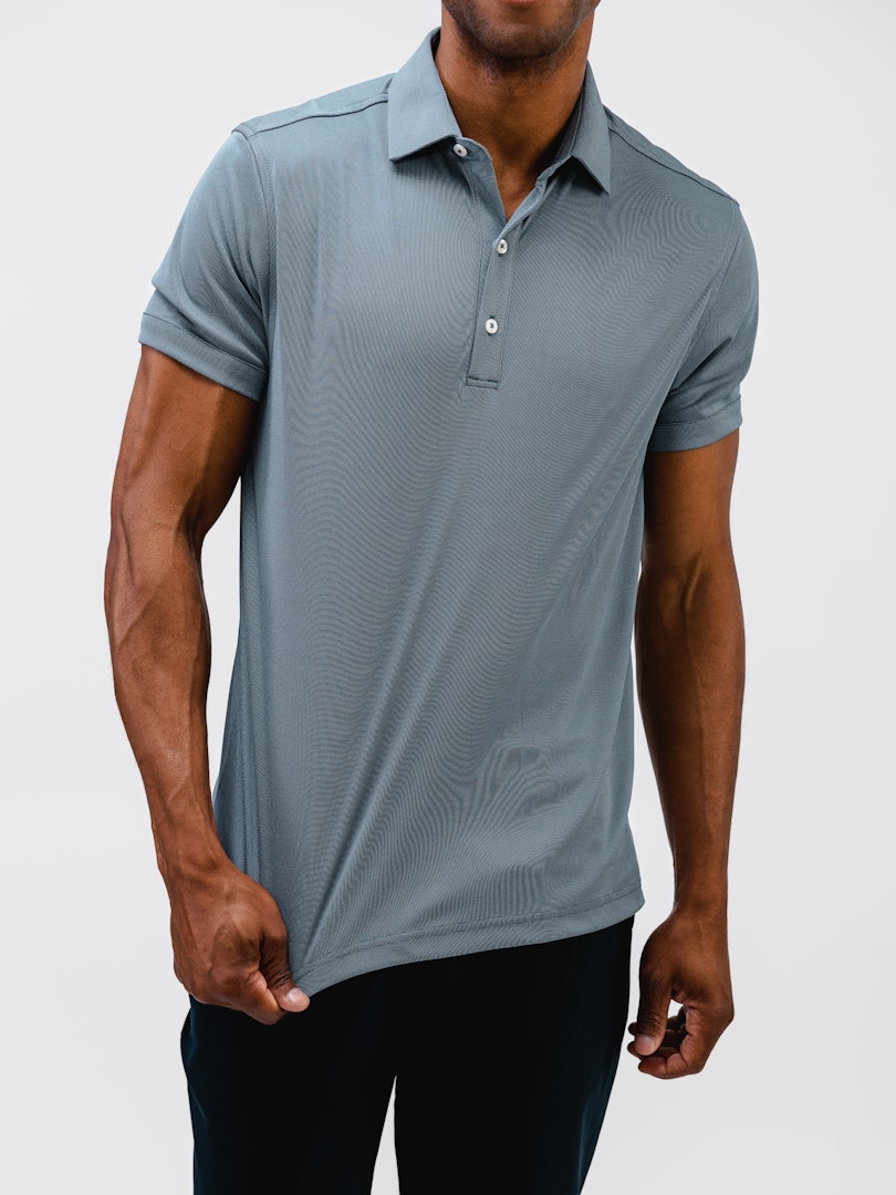 puzzel Bewolkt Schrijfmachine Grey Blue Oxford (Brushed) Men's Apollo Polo | Ministry of Supply
