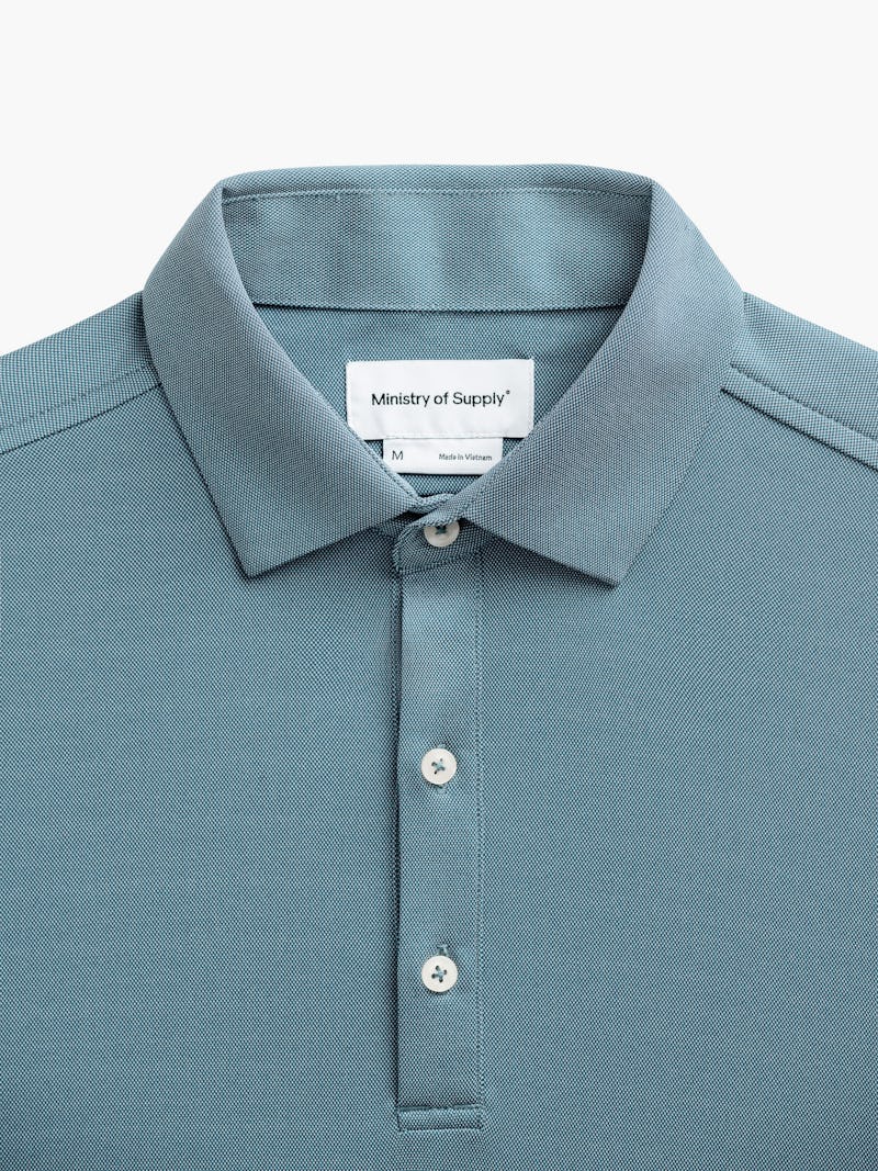 Grey Blue Oxford (Brushed) Men's Apollo Polo | Ministry of Supply