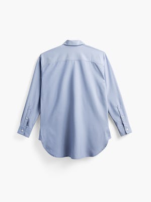 womens aero zero oversized shirt denim blue end on end back full flat
