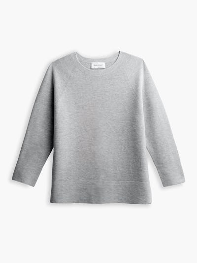 women's light grey 3d print knit slouchy sweater flat shot of front