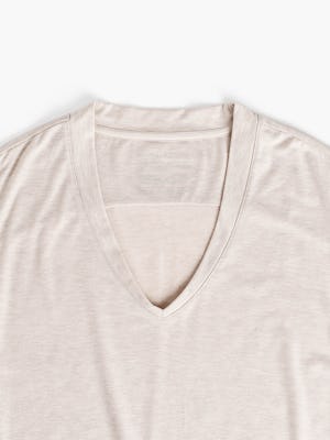 womens composite merino v neck tee taupe heather front collar zoom