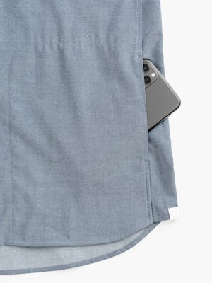 womens velocity twill popover chambray blue pocket zoom flat with iphone