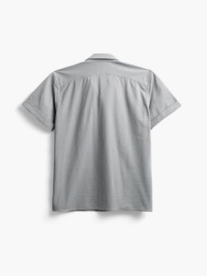 Men's Grey Tonal Stripe Hybrid Seersucker Short Sleeve Shirt flat shot of back