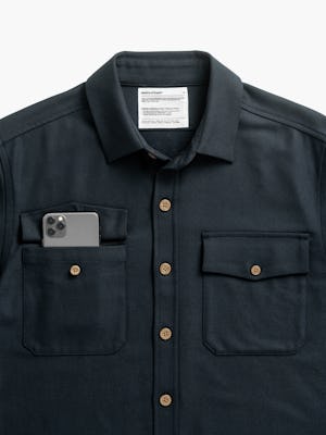 mens fusion overshirt navy ar8 collar and button zoom flat