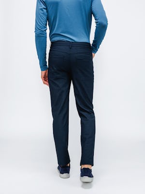 Back of Men's Steel Blue Heather Kinetic Twill 5-Pocket Pant on model