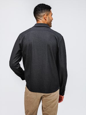 Back of Men's Fusion Overshirt in Charcoal Heather on model