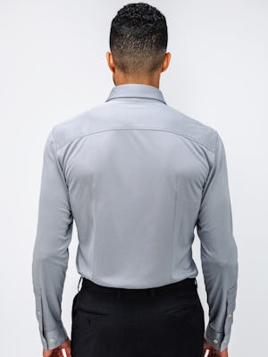 Back of Men's New Grey Oxford Apollo Dress Shirt on model