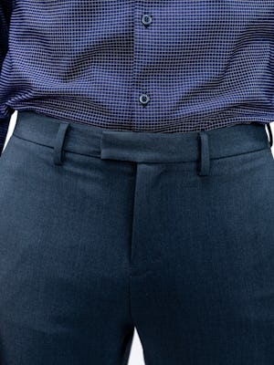 Close up of Men's Azurite Heather Velocity Dress Pant on model