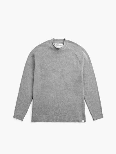 mens atlas waffle roll neck sweater grey heather front full flat
