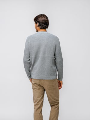 model wearing mens atlas waffle roll neck sweater grey heather on model in studio