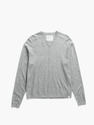 mens atlas v neck pullover sweater grey heather flat
