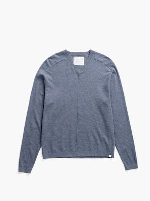 mens atlas v neck sweater pullover indigo heather flat