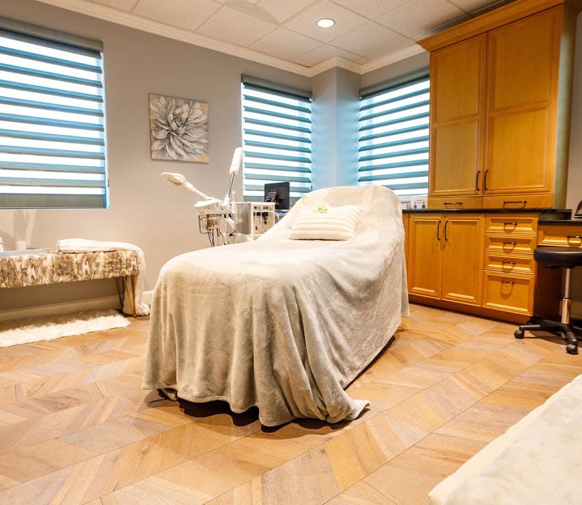 examination room with chair in the center of the room