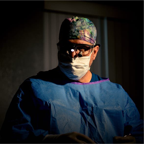 A doctor in scrubs