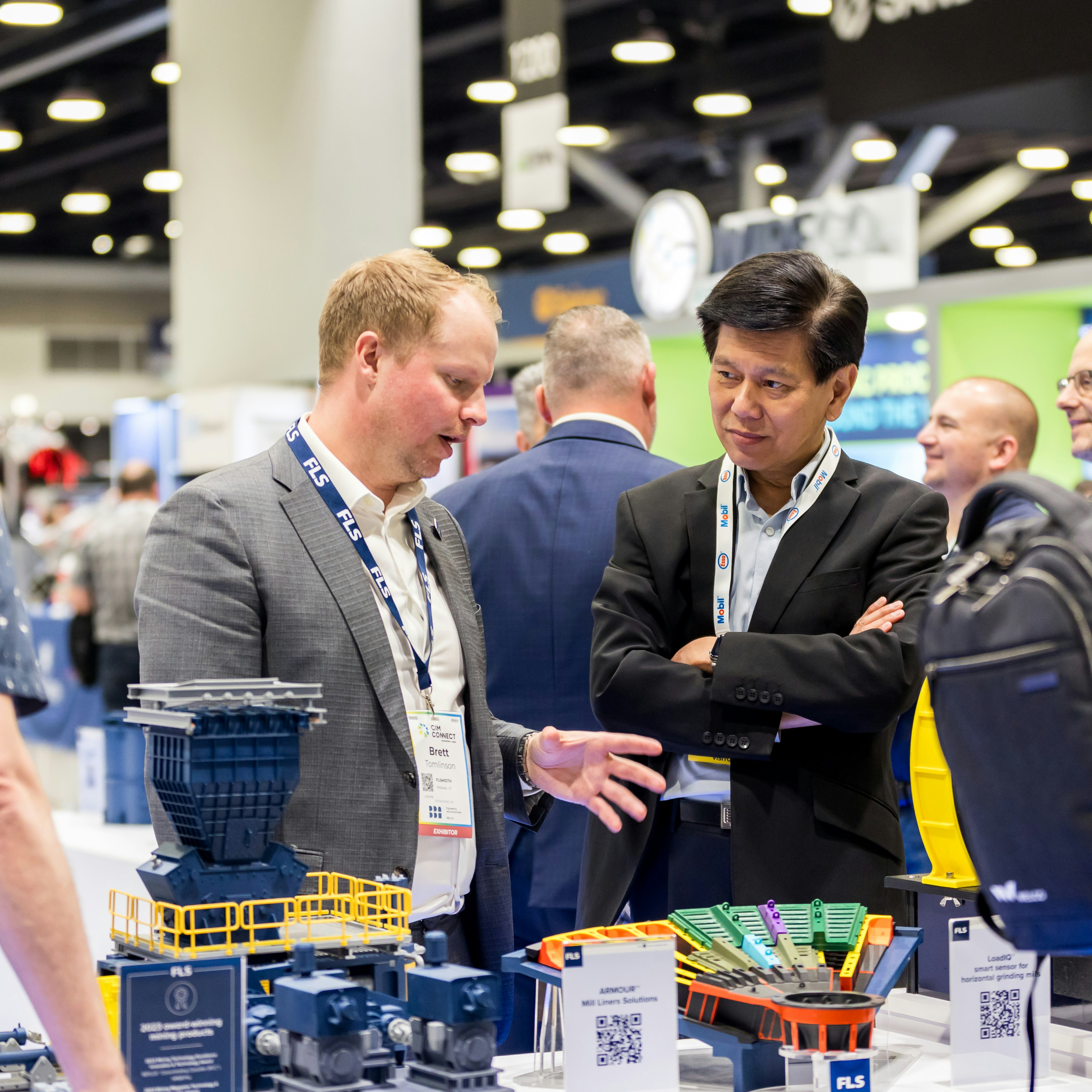 Attendees having conversation