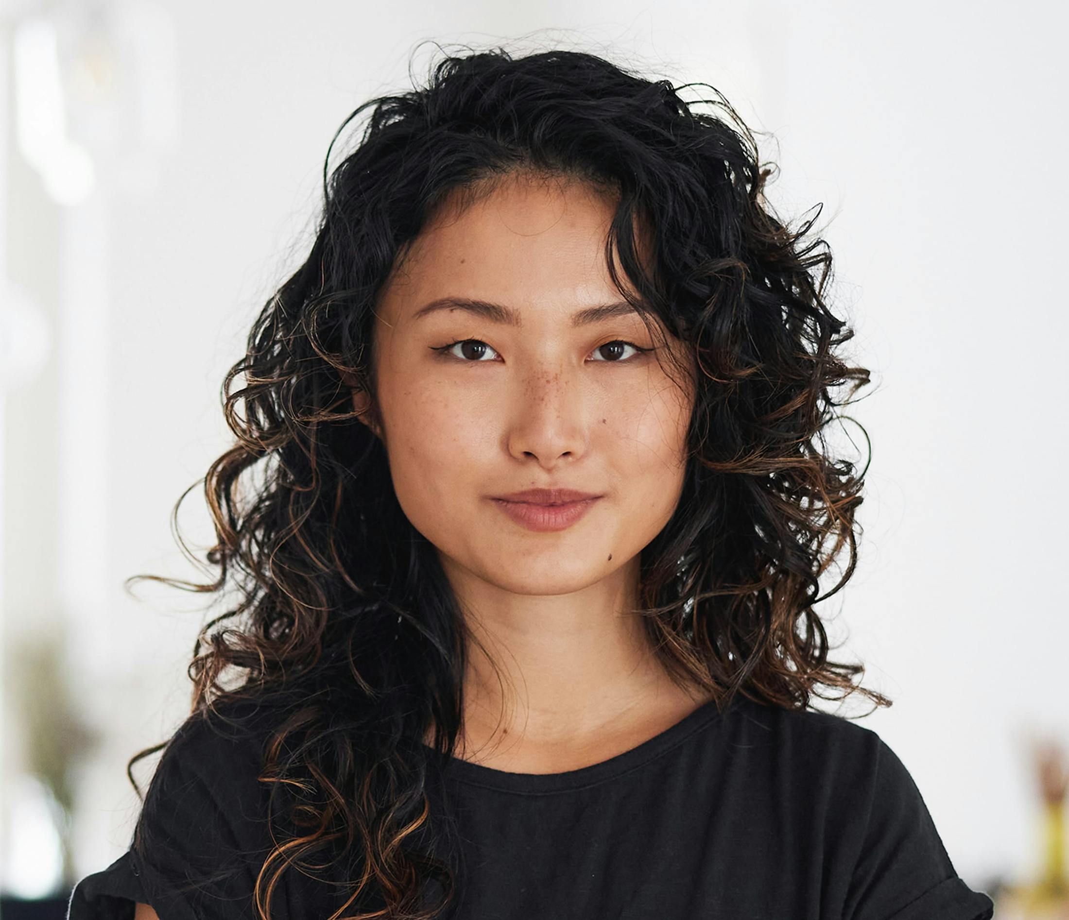 woman with curly dark hair