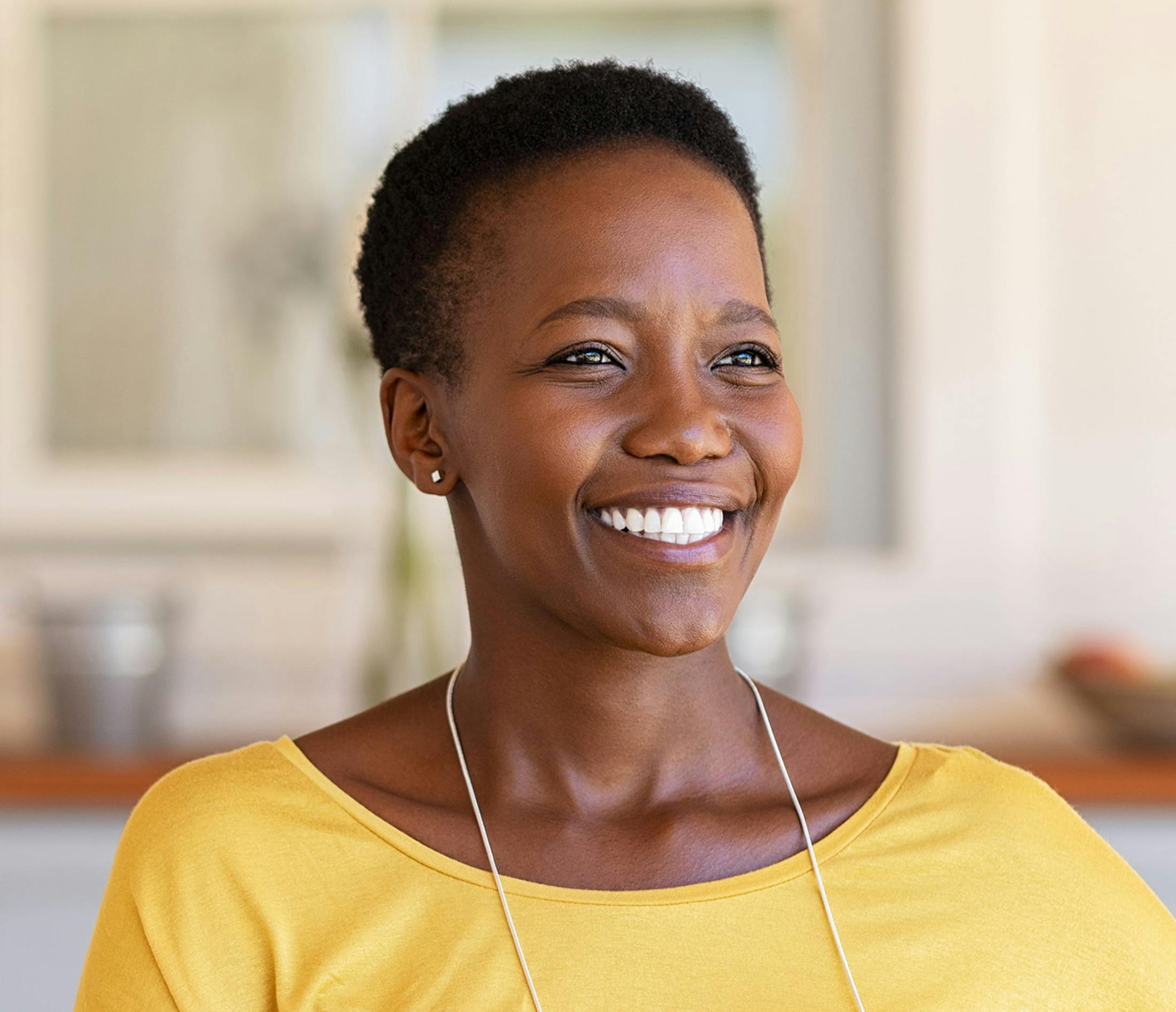 Short hair woman smiling