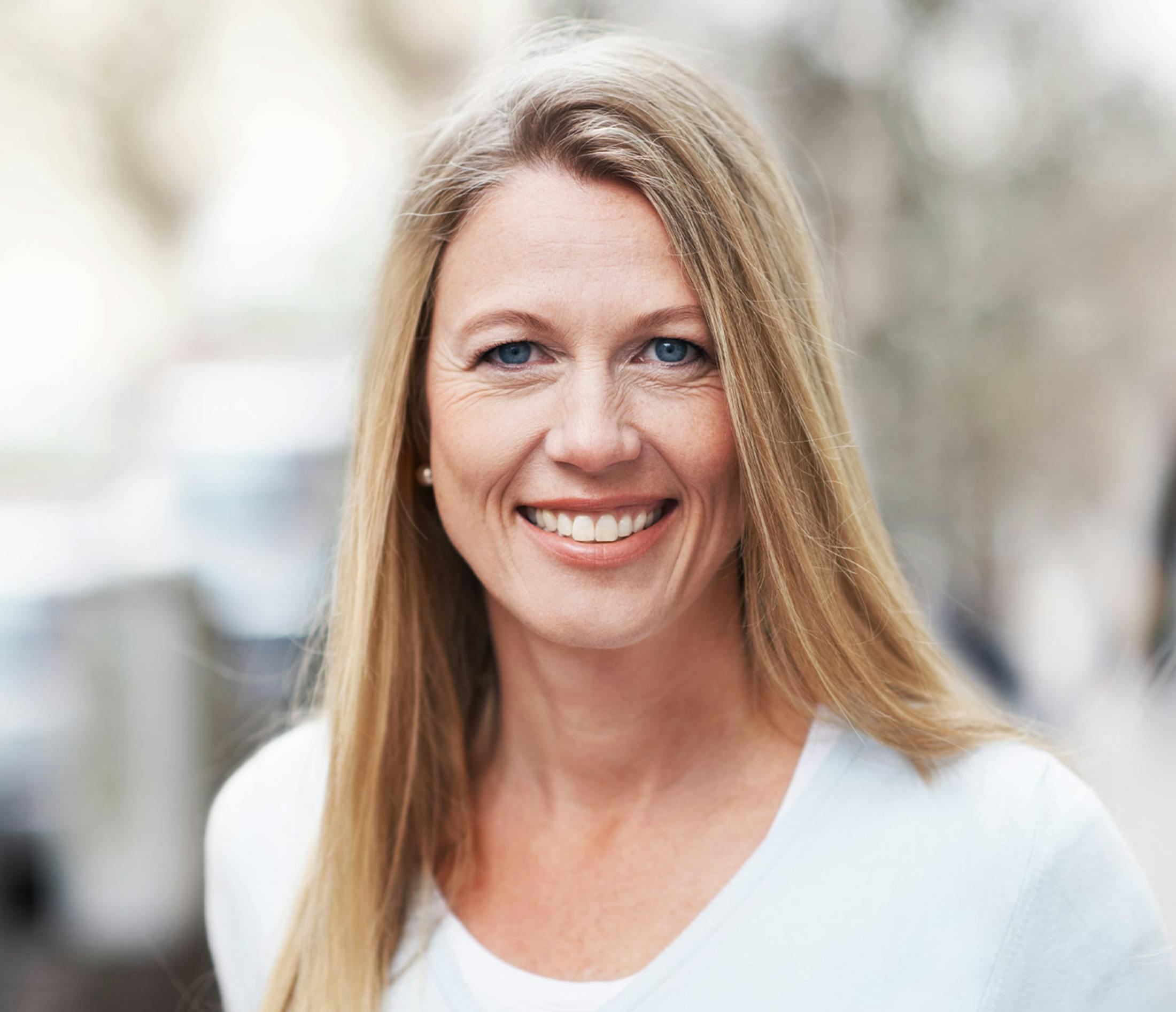 Blonde woman smiling
