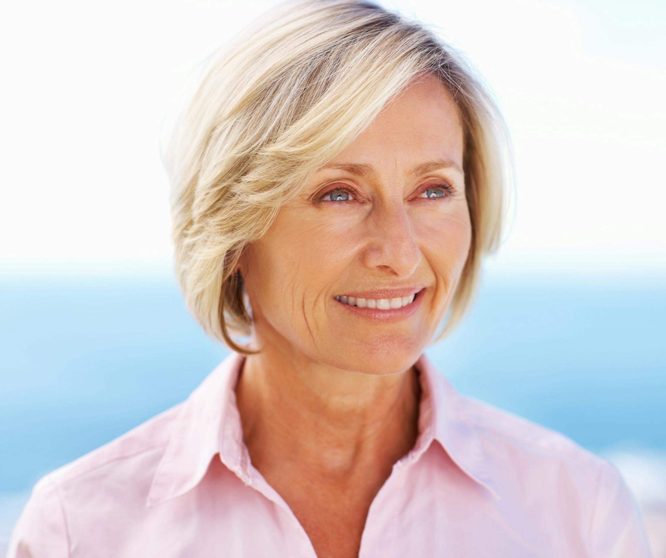 blonde woman smiling