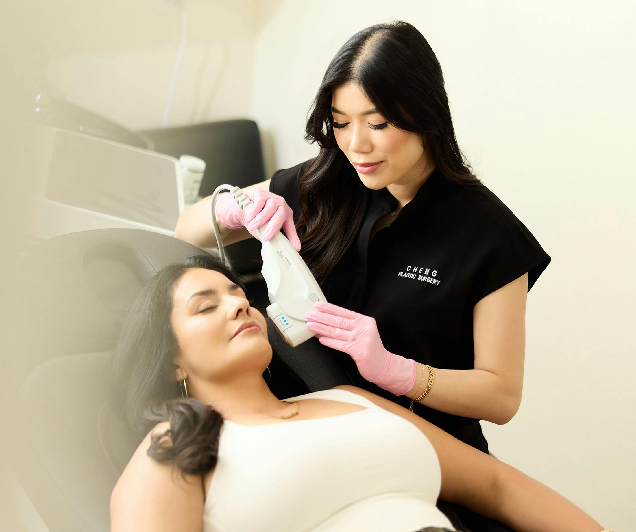 patient receiving facial treatment