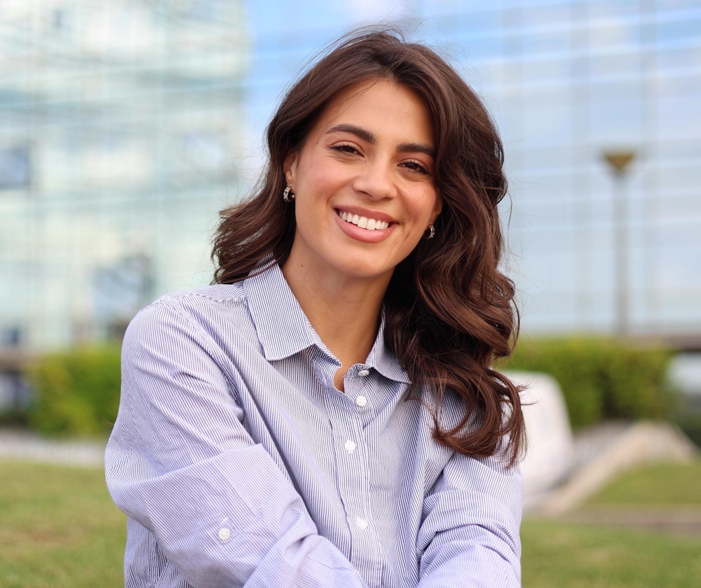brunette woman smiling