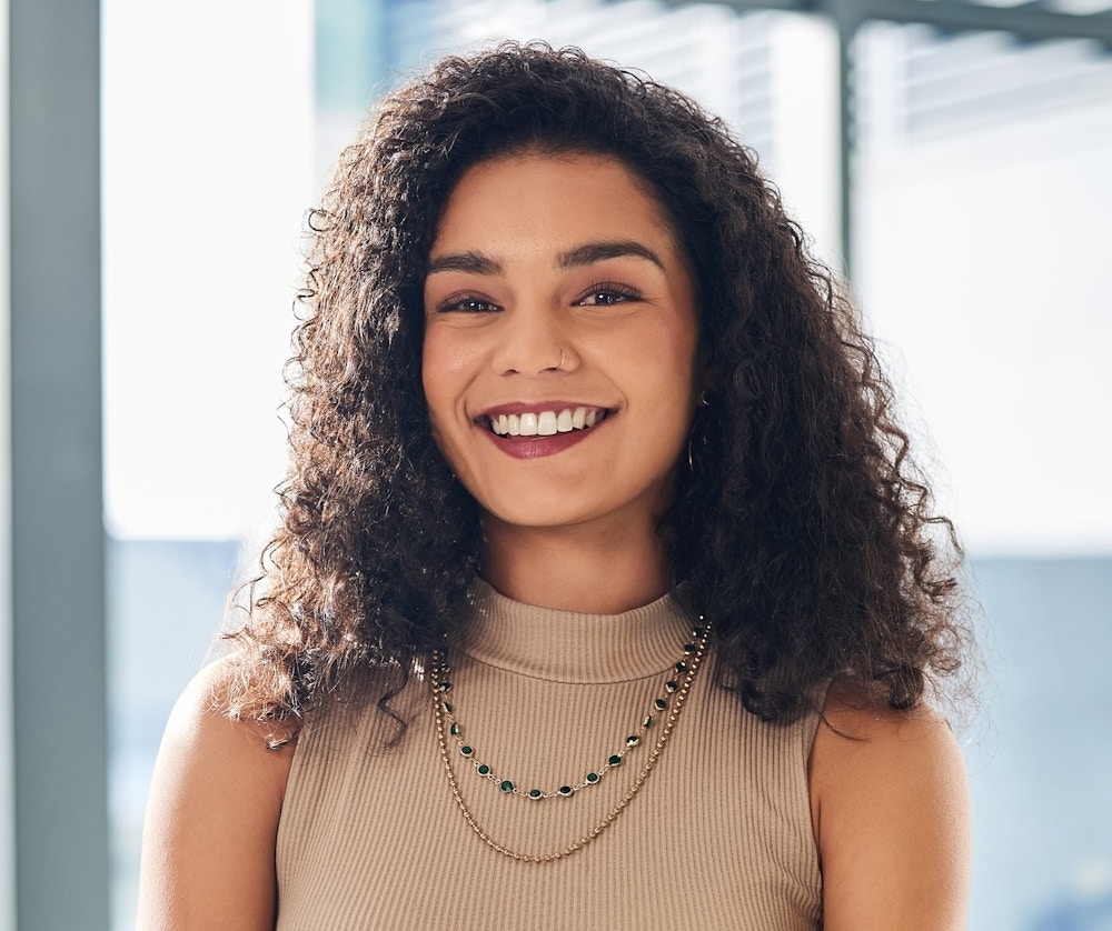 brunette woman smiling