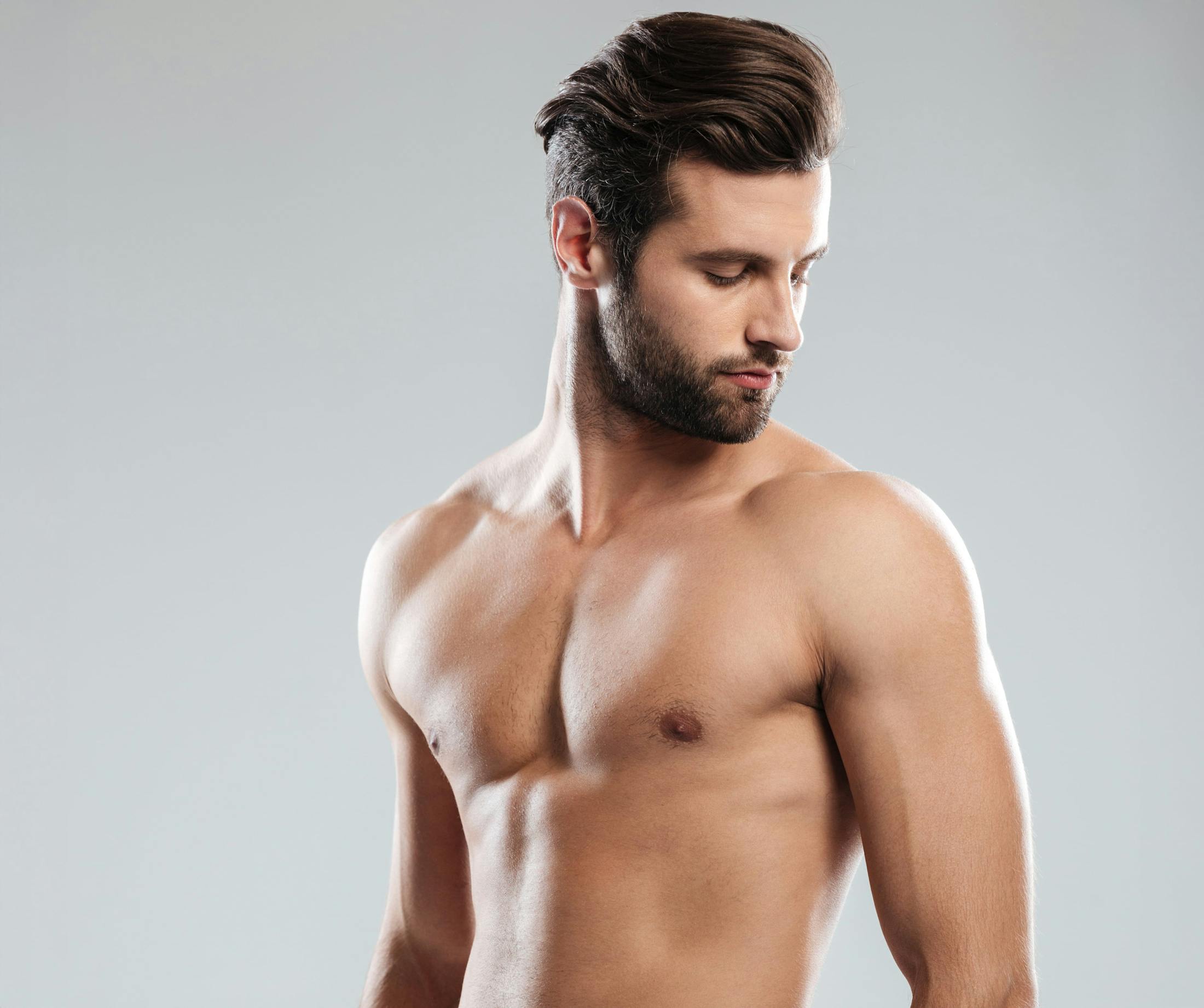shirtless man